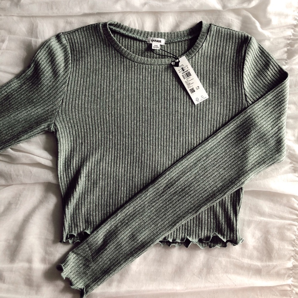 NWT!!! Garage sage green ribbed long sleeve!!